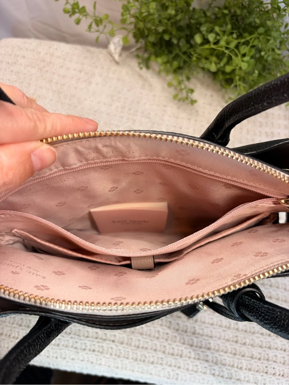 kate spade Black Pebbled Leather Satchel with Removable Strap